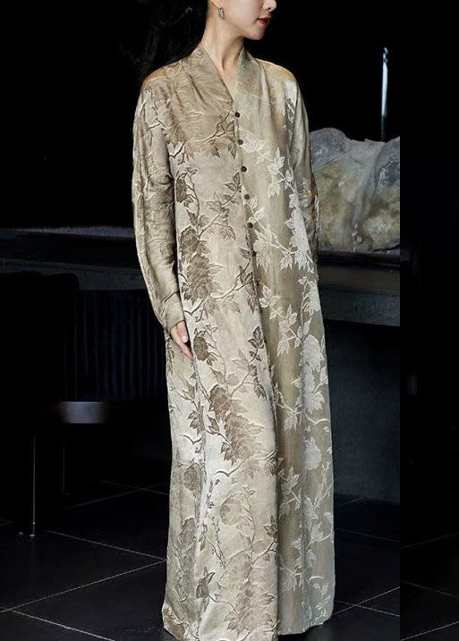 Dresses Neck Print French Fall V Button Shirts Silk