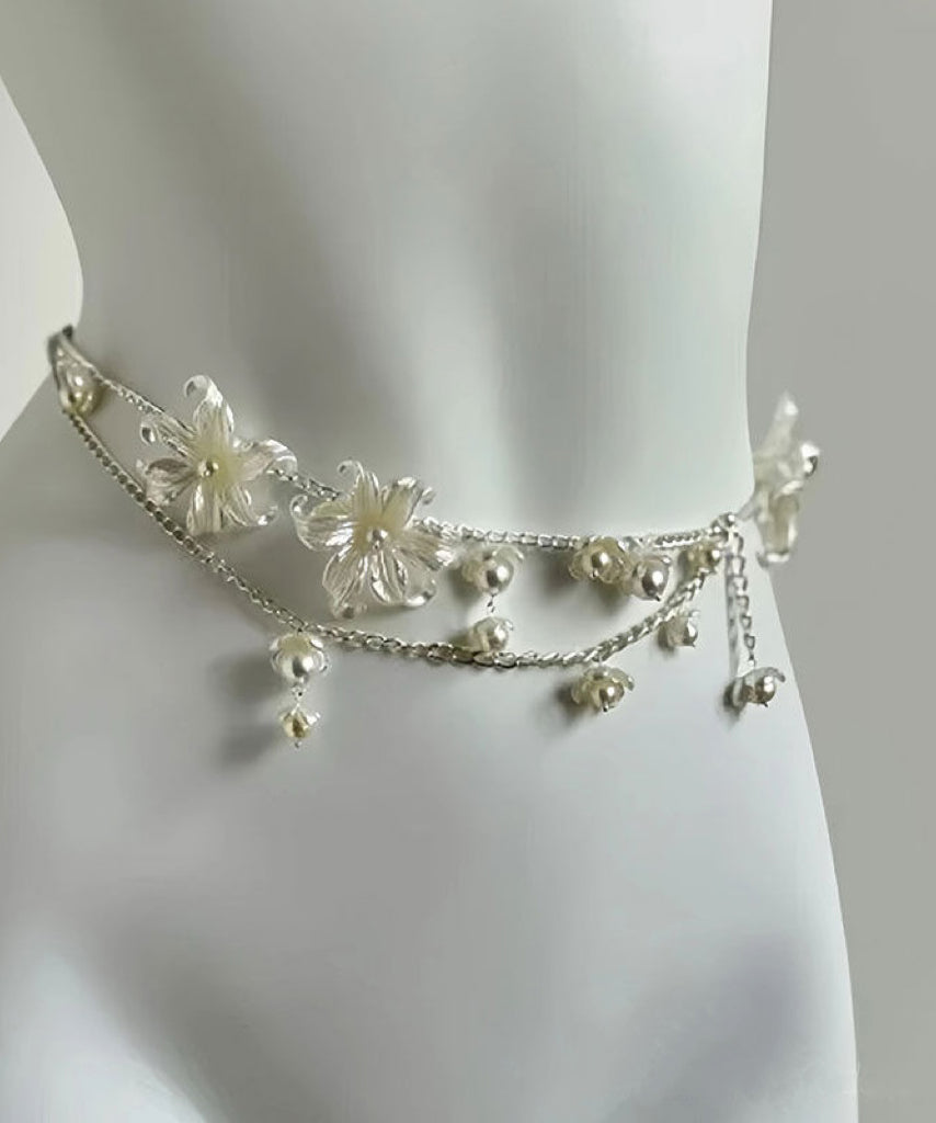Body White Pearl Floral Alloy Chain French