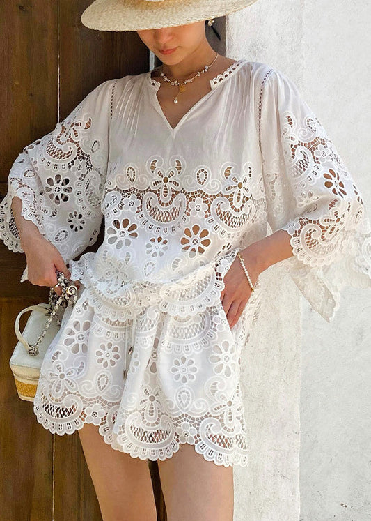 Embroidery White Out Summer Set Lace French Hollow For