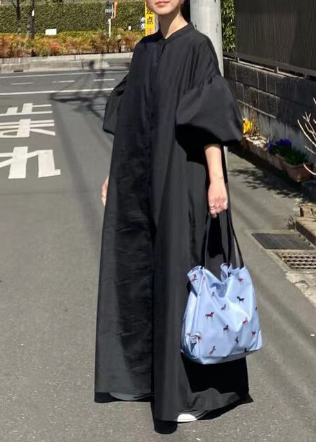 Sleeve French Oversized Cotton Lantern Shirt Dresses White