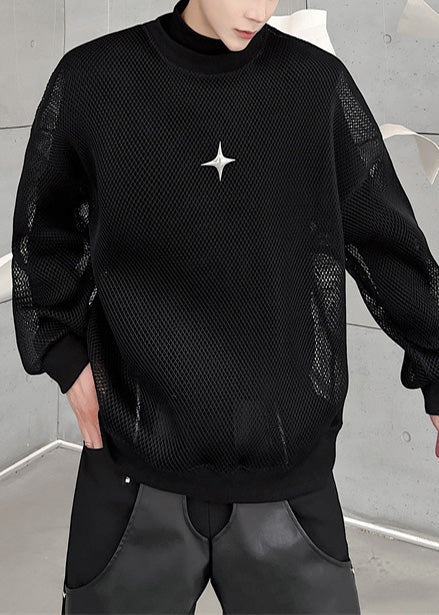 Hollow White Oversized French Out Men Moisture Tulle Wicking