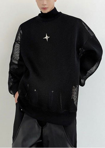 Hollow White Oversized French Out Men Moisture Tulle Wicking