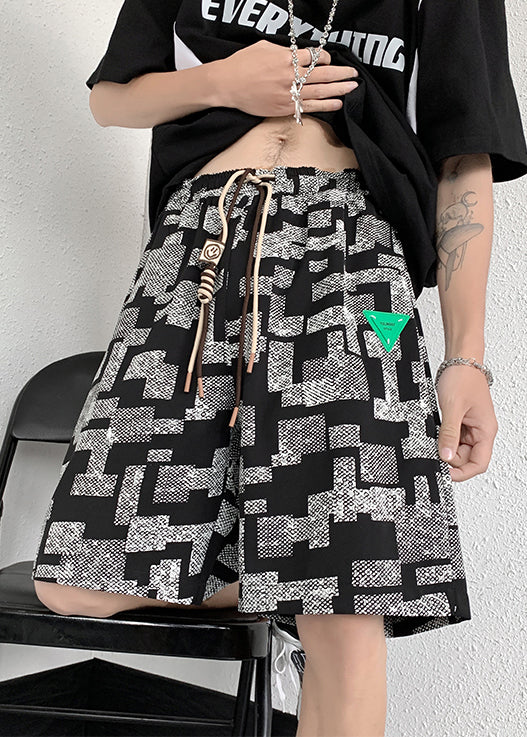 Lace Plaid Cotton French Summer Up Shorts Men White