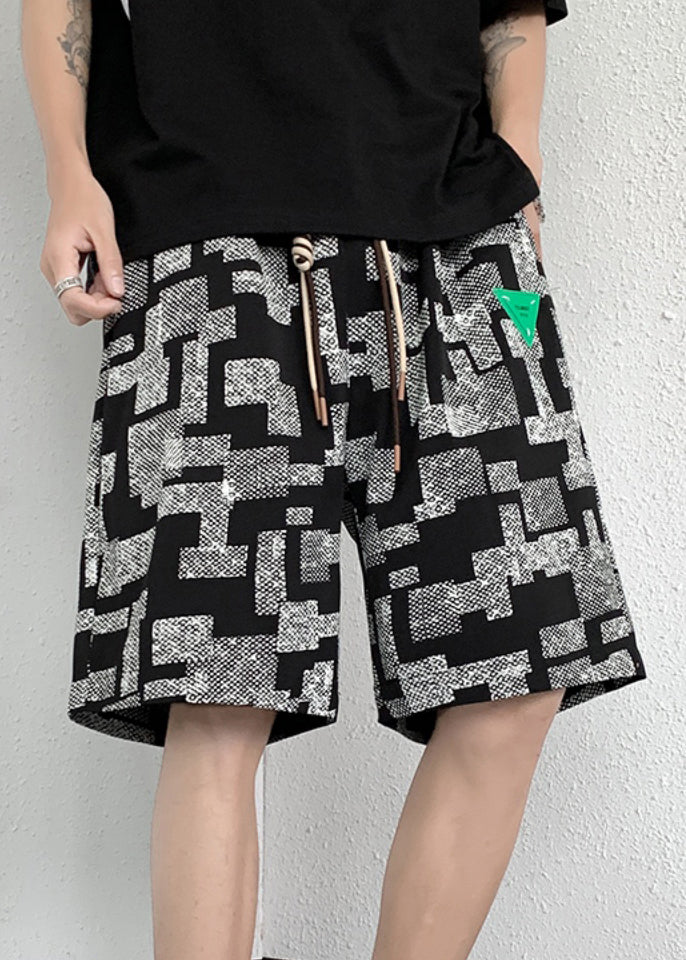 Lace Plaid Cotton French Summer Up Shorts Men White