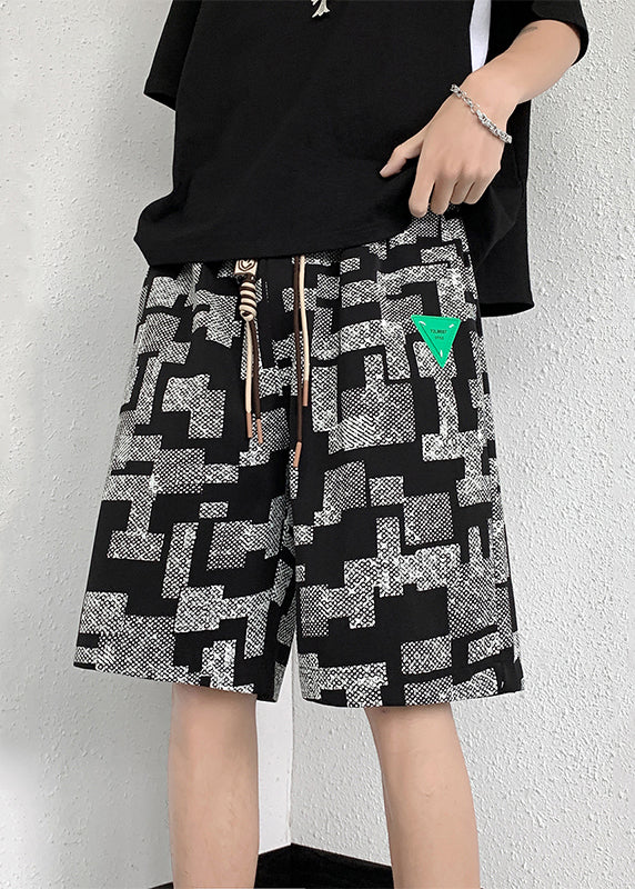 Lace Plaid Cotton French Summer Up Shorts Men White