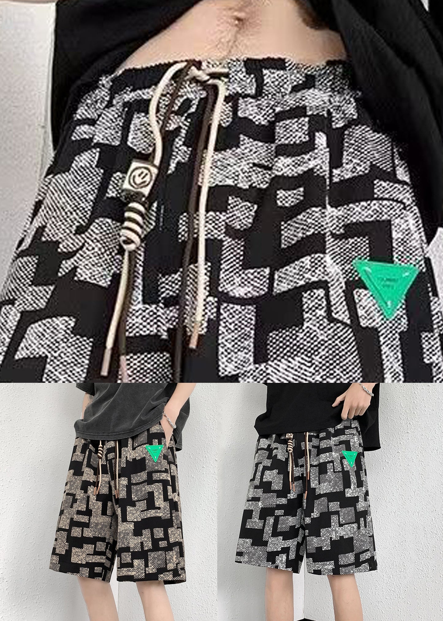 Lace Plaid Cotton French Summer Up Shorts Men White