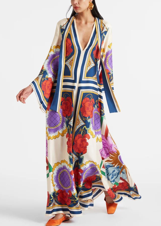 Cotton Lace Maxi Up French Neck Dresses White Spring V Print