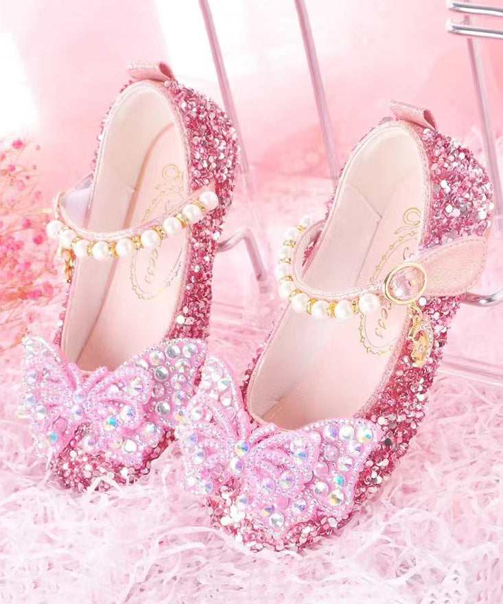 Princess Shoes Chic Bead Buckle Nail Strap Crystal Pink Girl Baby