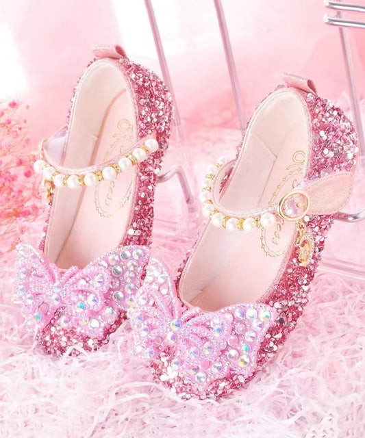 Princess Shoes Chic Bead Buckle Nail Strap Crystal Pink Girl Baby
