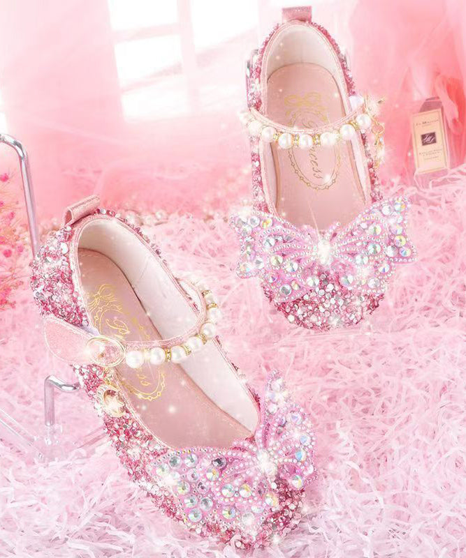 Princess Shoes Chic Bead Buckle Nail Strap Crystal Pink Girl Baby