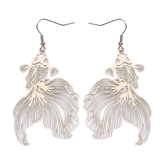 White Goldfish Earrings