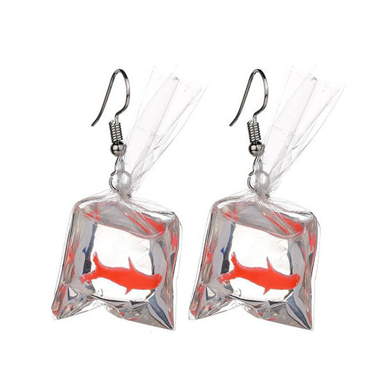 Boucles d'oreilles esthétiques en forme de poisson rouge