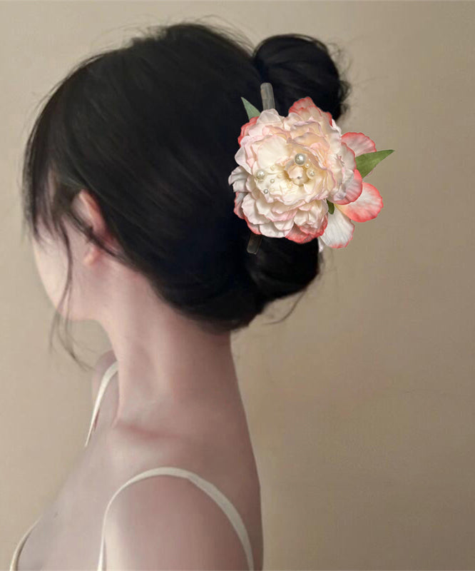 Alloy Peony Pearl Floral Color Hairpin Gradient
