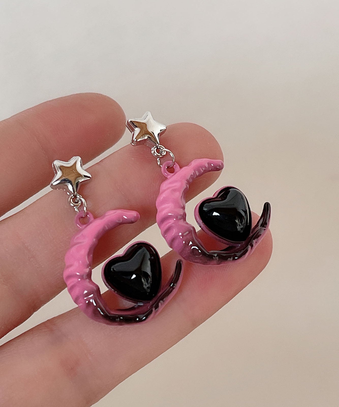 Drop Alloy Color Glass Pink Moon Gradient Love Sterling Silver