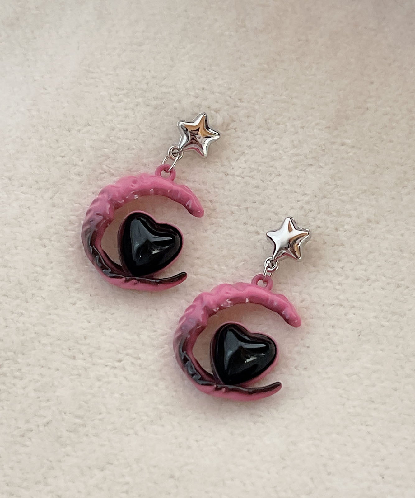 Drop Alloy Color Glass Pink Moon Gradient Love Sterling Silver