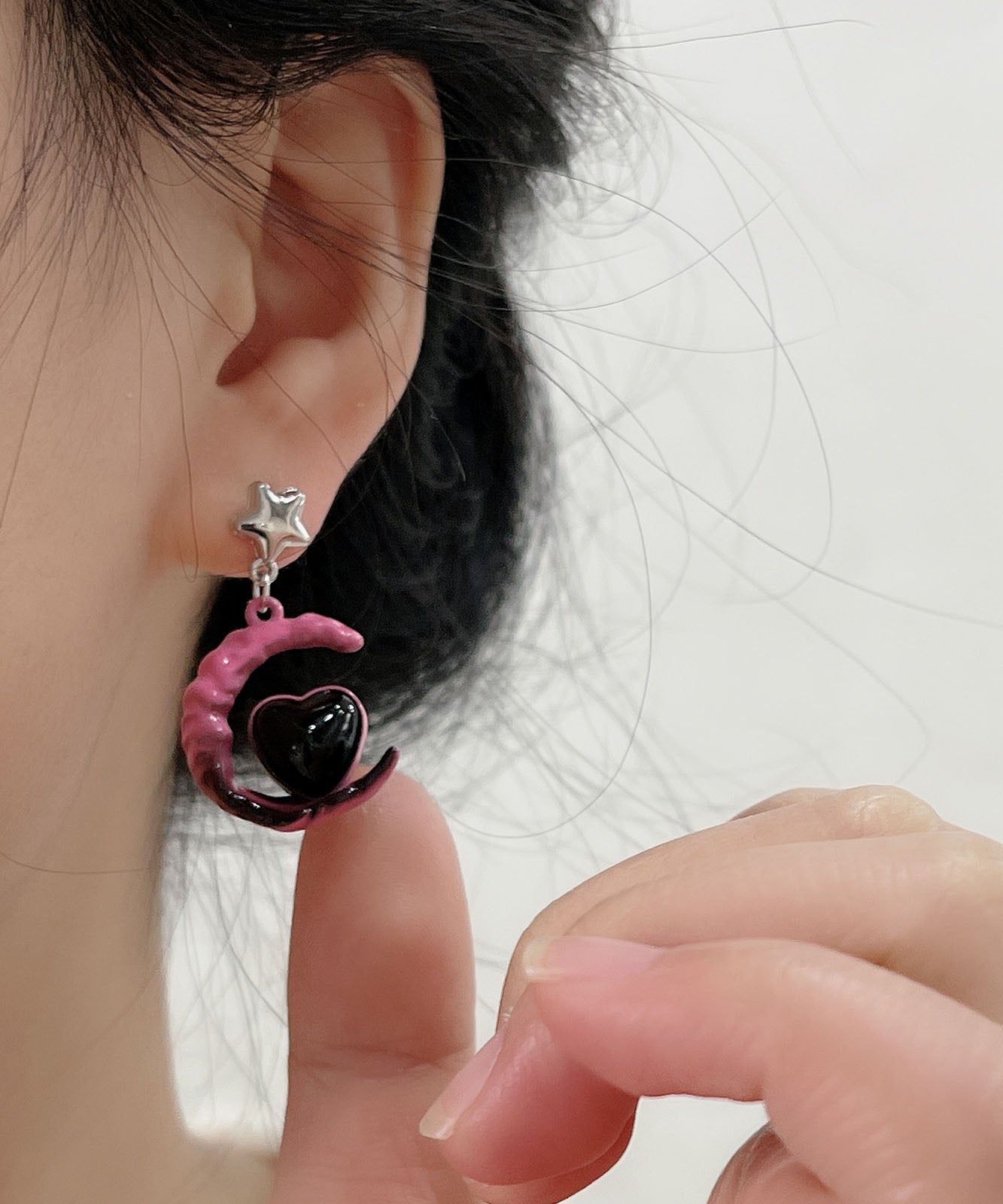 Drop Alloy Color Glass Pink Moon Gradient Love Sterling Silver