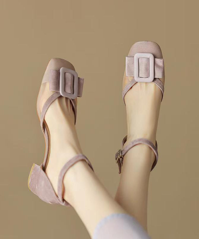 Chunky Strap Sandals Chic Tulle Splicing Buckle Green Grass