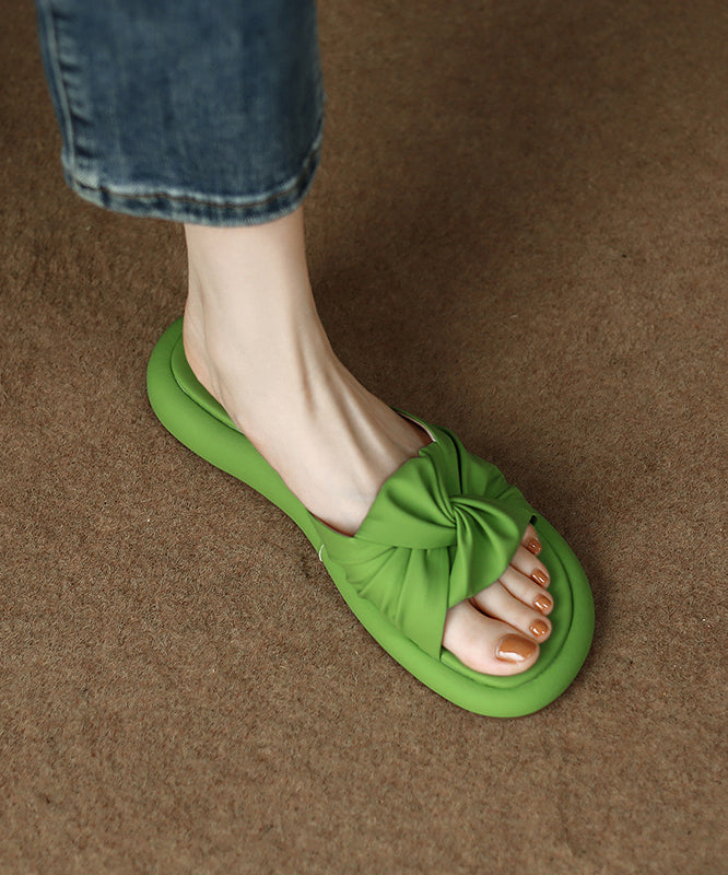 Leather Faux Beautiful Toe Slide Peep Green Sandals Splicing