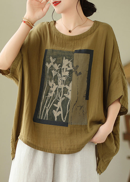 Neck Green Design Cotton Sleeve Top O Batwing High Low t Shirts