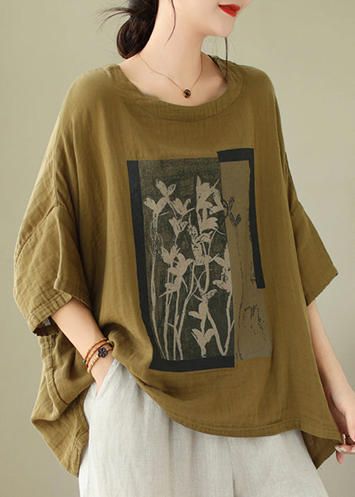Neck Green Design Cotton Sleeve Top O Batwing High Low t Shirts