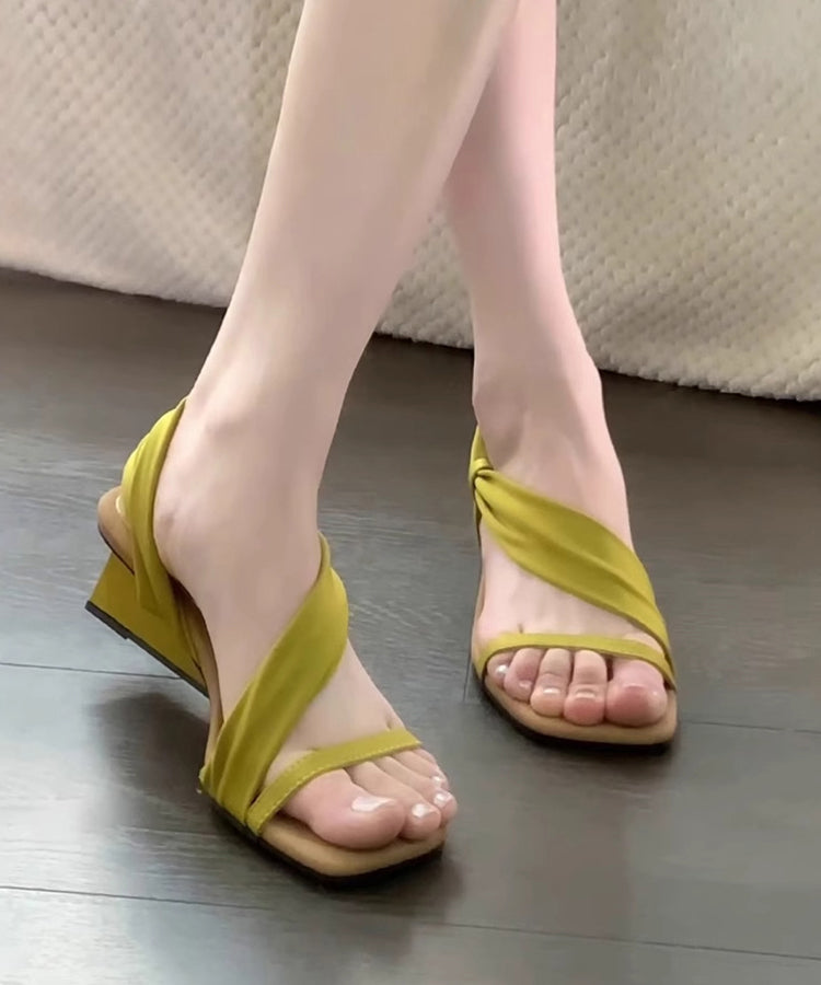 Toe French Splicing Peep Green Wedge Sandals