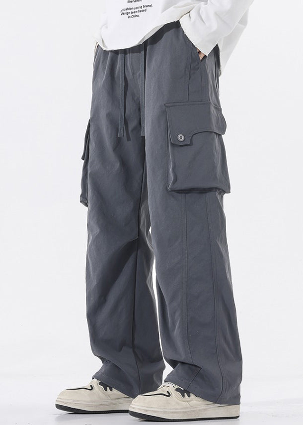 Pants Casual Spring Elastic Pockets Cotton Green Waist Men