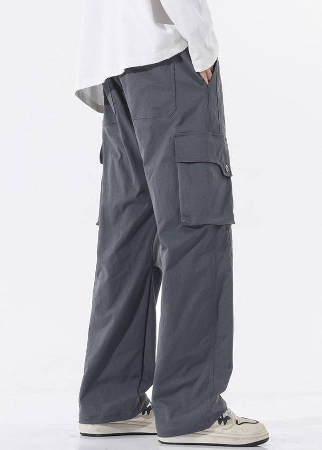 Pants Casual Spring Elastic Pockets Cotton Green Waist Men