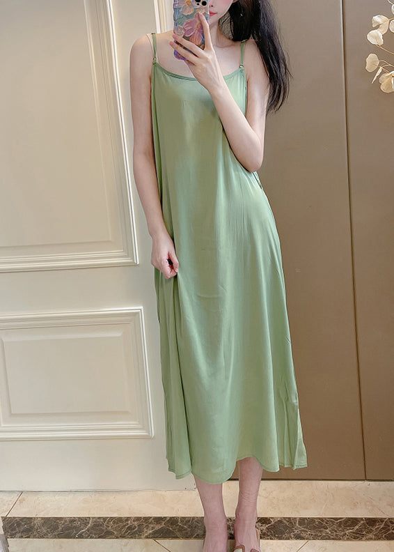 Green Set Linen Embroidered Sleeve Bracelet Pockets Two Pieces