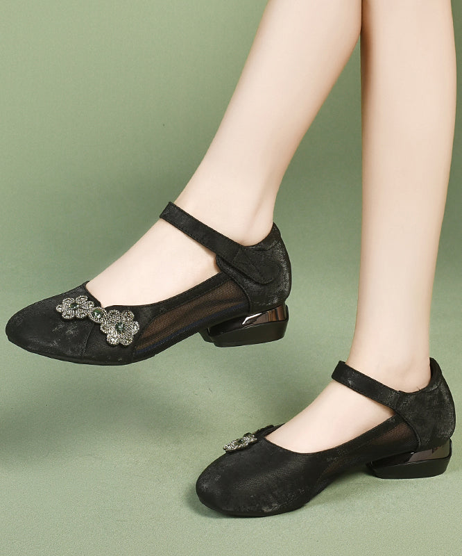 Strap Mesh Breathable Green Splicing Satin Sandals Buckle