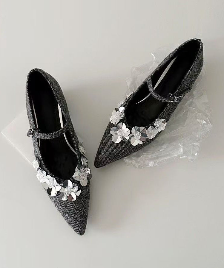 Splicing Cotton Grey Buckle Fabric Chunky Floral Stylish Strap