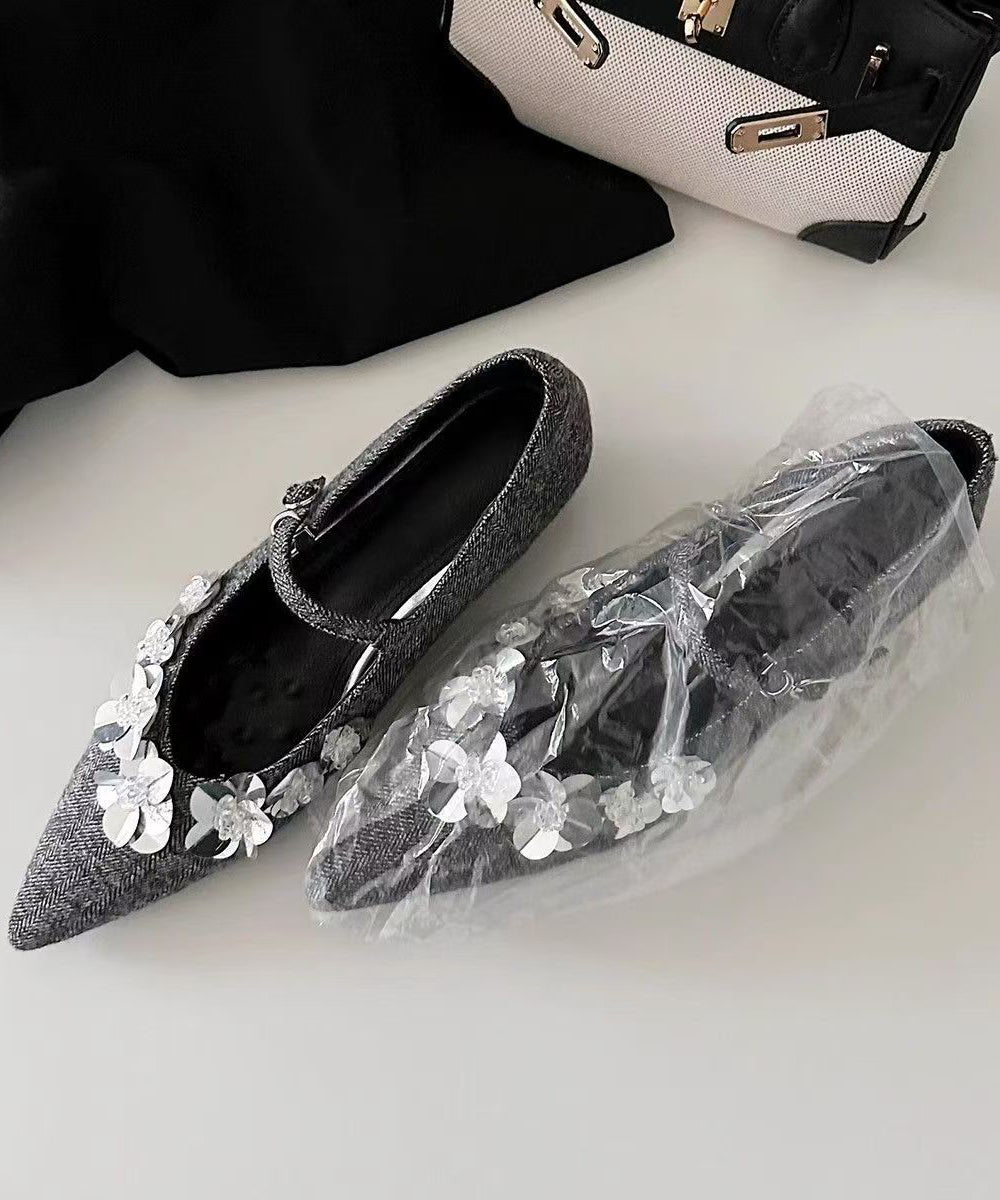 Splicing Cotton Grey Buckle Fabric Chunky Floral Stylish Strap