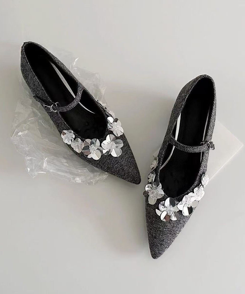 Splicing Cotton Grey Buckle Fabric Chunky Floral Stylish Strap