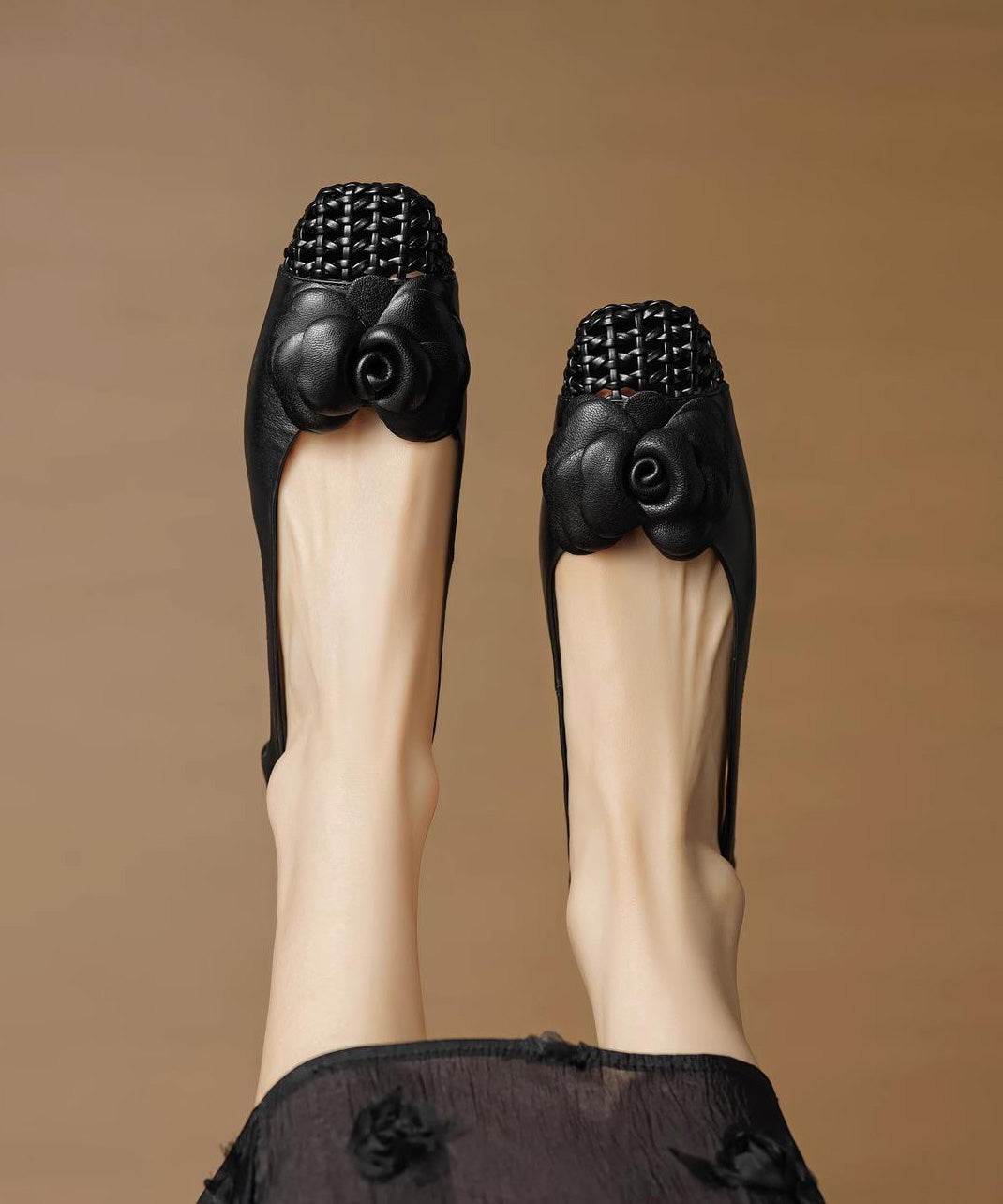 Women Shoes For Flat Splicing Cowhide Grey Soft Floral Leather