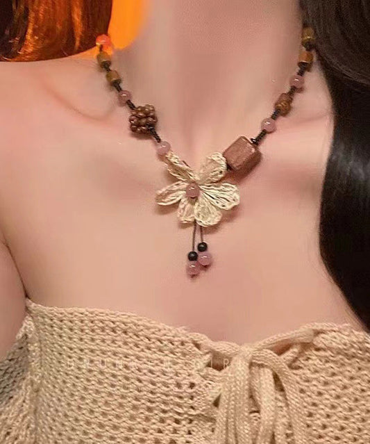 Gratuated Rope Handmade Coloured Glaze Braided Floral Wood Black