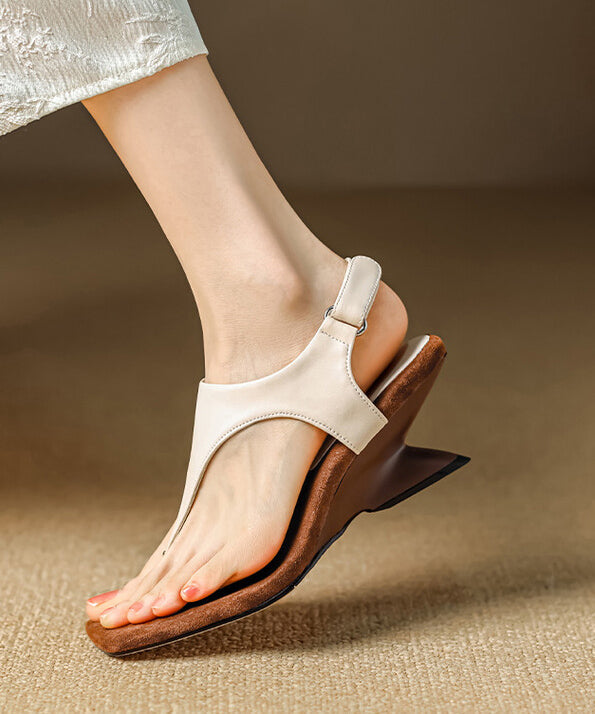 Flip Black Flops Leather Wedge Cowhide Handmade