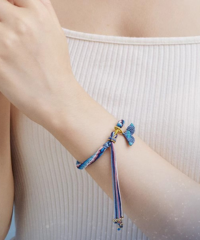 Handmade Rope Colorful Fish Weaving Tail Tassel Charm Blue