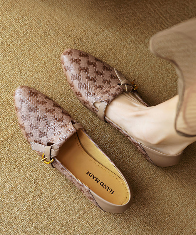 Cowhide Leather Flat Handmade Brown Shoes Pointed Feet Toe