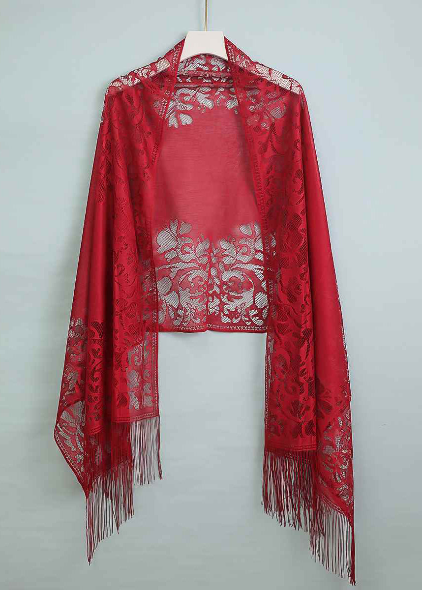 Handmade Chinese Style Black Tasseled Hollow Out Scarf YF004