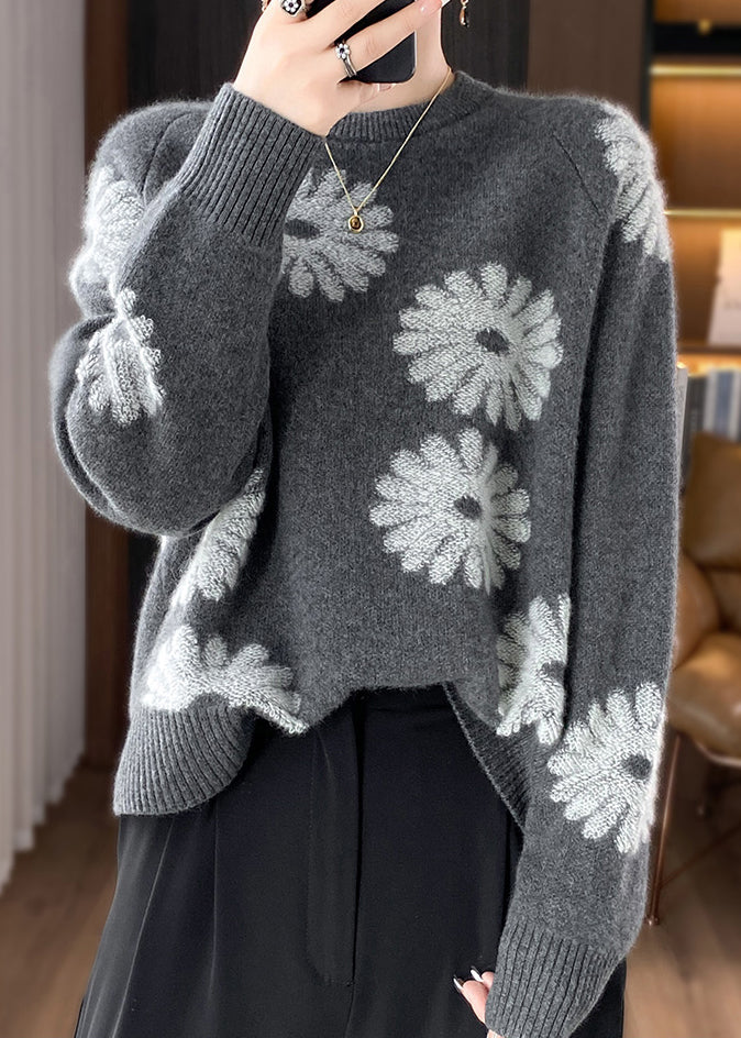 Handmade Chocolate O Neck Jacquard Woolen Sweaters Spring YY012