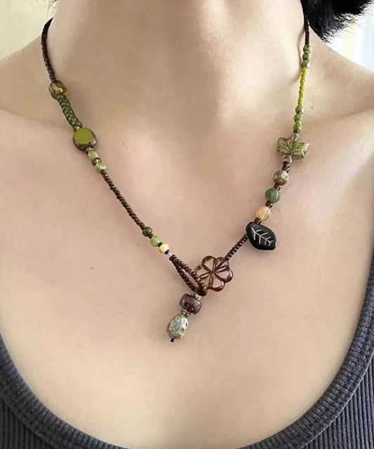 Weaving Bead Necklace Colorblock Handmade Beading Gratuated