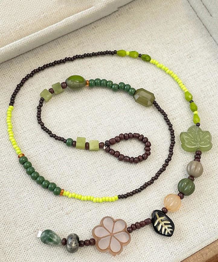 Weaving Bead Necklace Colorblock Handmade Beading Gratuated