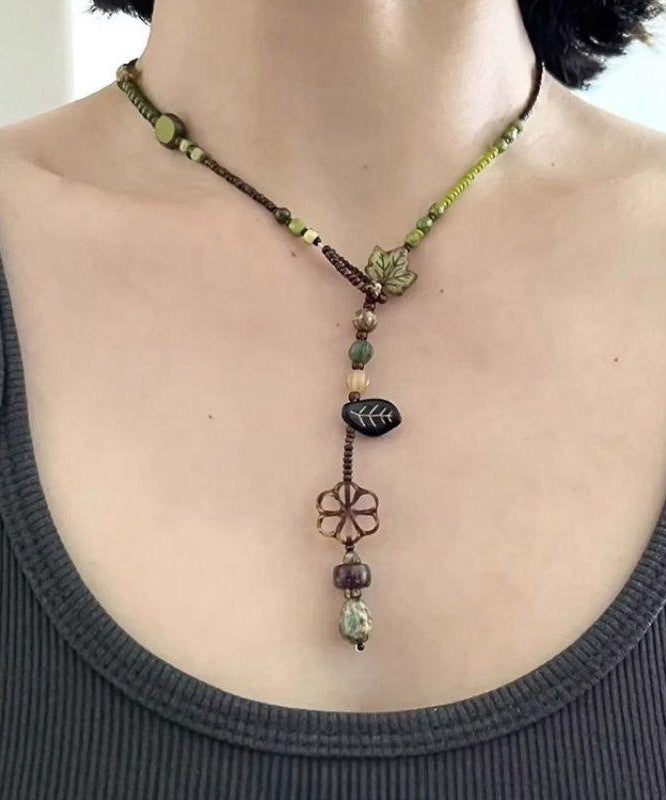 Weaving Bead Necklace Colorblock Handmade Beading Gratuated