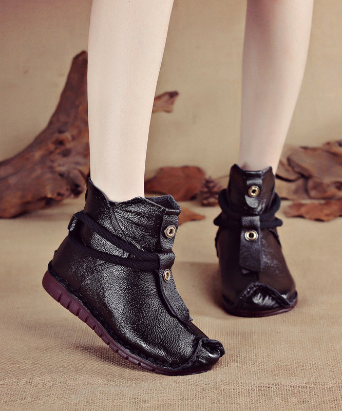 Leather Splicing Handmade Boots Brown Cowhide Comfortable