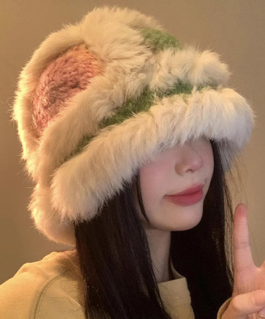 Handmade Gradient Furry Knit Warmth Bucket Hat