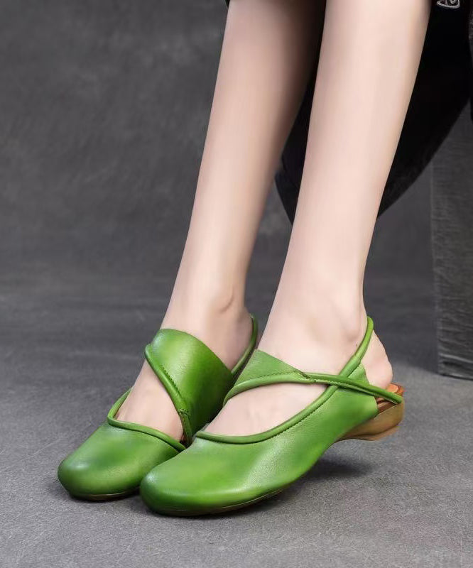 Handmade Green Cowhide Out Leather Splicing Hollow Walking