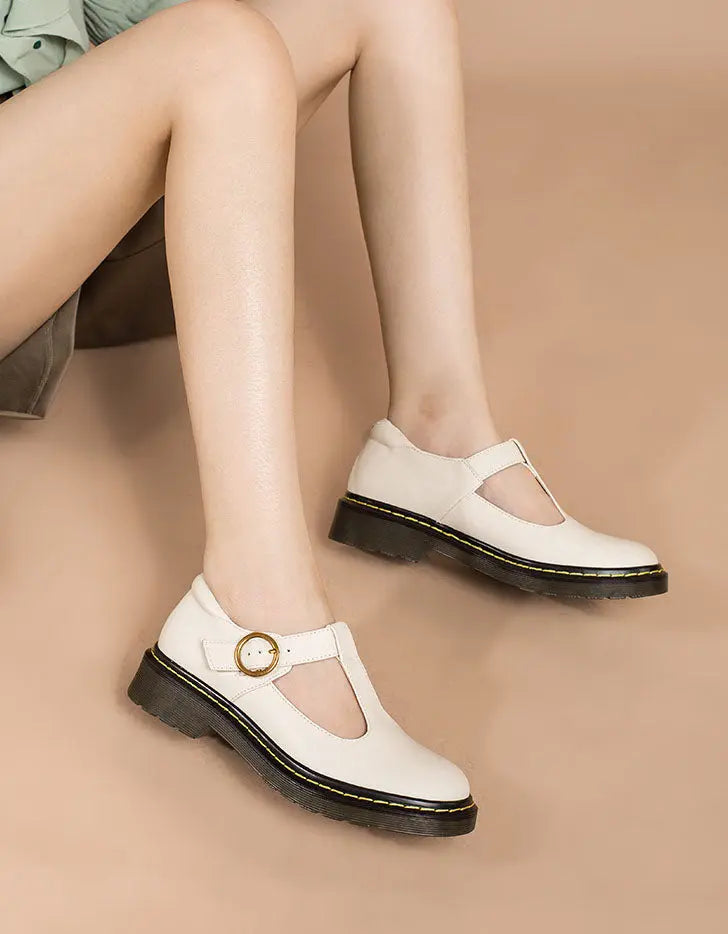 Handmade Real Leather T-strap Mary Jane Shoes 35-41 Ada Fashion