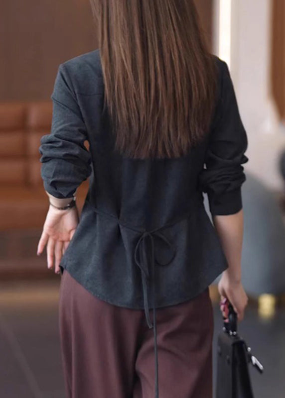 Lace Solid Patchwork Button Red Handmade Spring Shirt