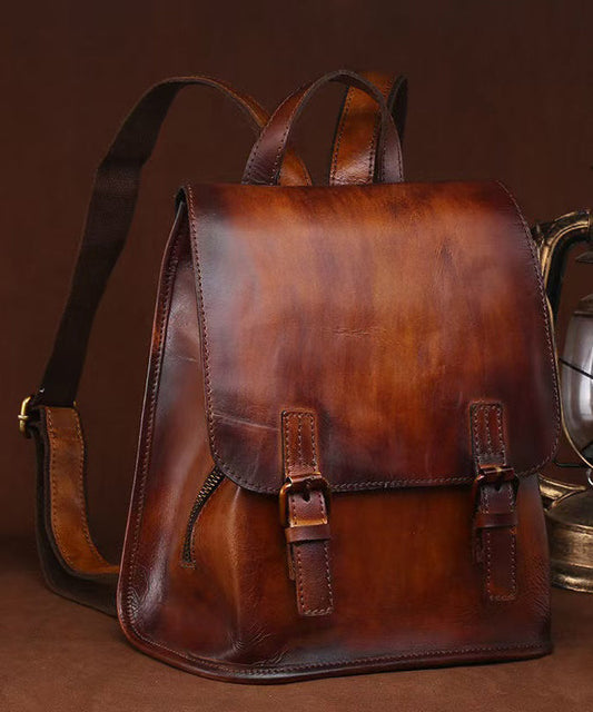 Retro Handmade Capacity Backpack Calf Large Brown Bag Leather