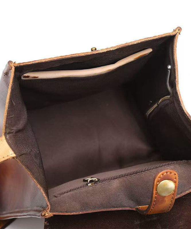 Retro Handmade Capacity Backpack Calf Large Brown Bag Leather