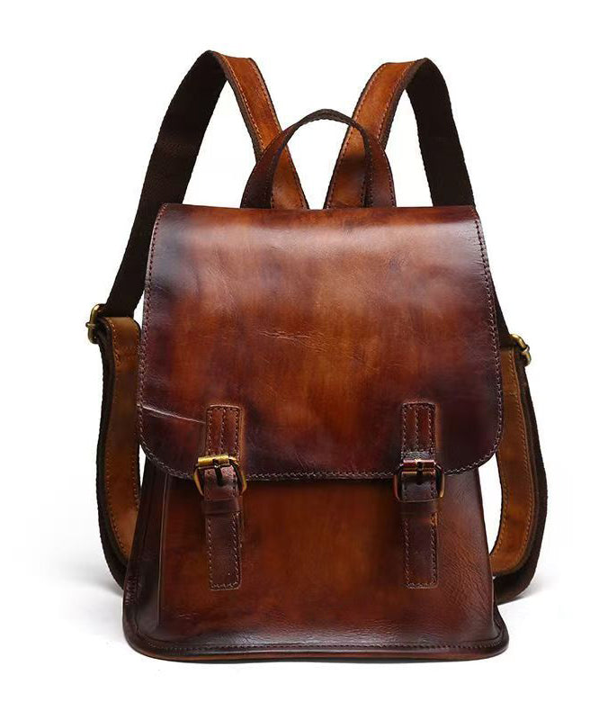 Retro Handmade Capacity Backpack Calf Large Brown Bag Leather